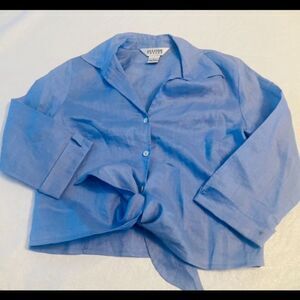 Alison Taylor Blue Linen Cropped Shirt